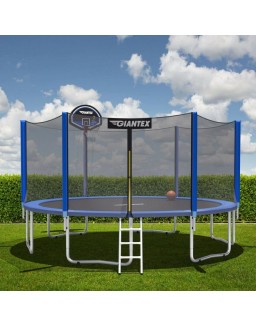 15 ft Round Trampoline with Safety Enclosure Net and Basketball Hoop