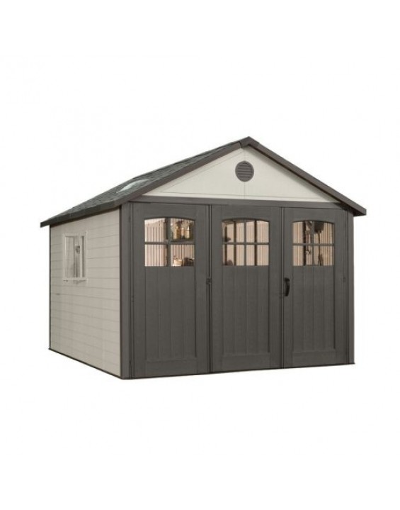 11 Ft. x 11 Ft. High-Density Polyethylene (Plastic) Outdoor Storage Shed with Steel-Reinforced Construction