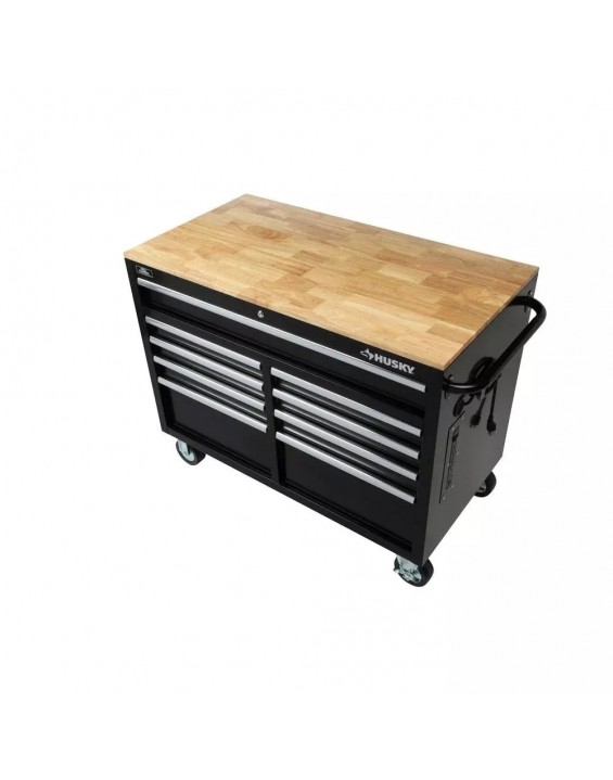 46 in W x 24 in D 9Drawer Gloss Black Deep Tool Chest Mobile Workbench